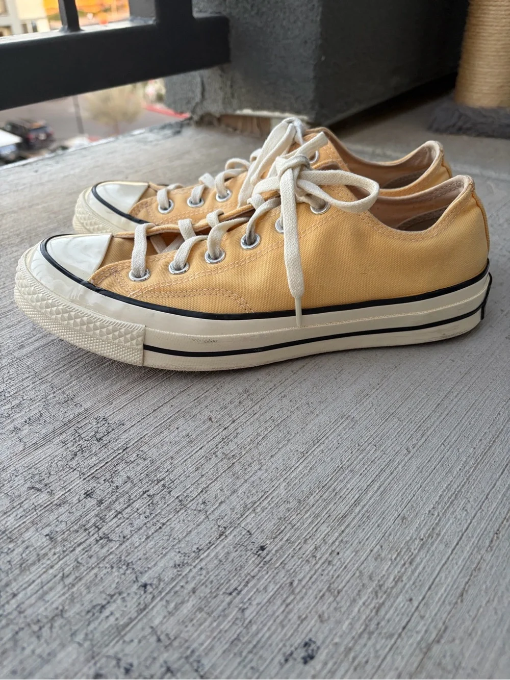 Converse Low Top Sneakers in Yellow Canvas with Cream Accents - Picture 3 of 4